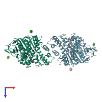 PDB entry 6ezg coloured by chain, top view.