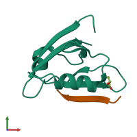 PDB entry 6ezi coloured by chain, front view.