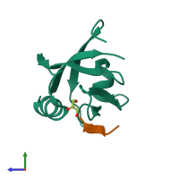 PDB entry 6ezi coloured by chain, side view.