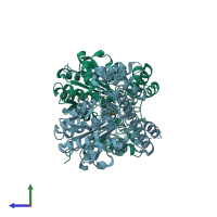 PDB entry 6ezl coloured by chain, side view.