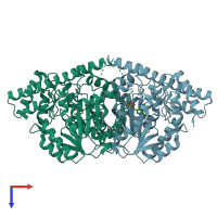 PDB entry 6ezl coloured by chain, top view.