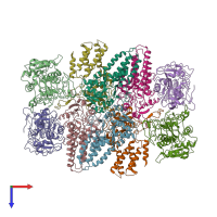 PDB entry 6ezo coloured by chain, top view.