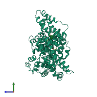 PDB entry 6ezq coloured by chain, side view.