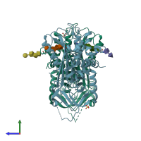 PDB entry 6f02 coloured by chain, side view.