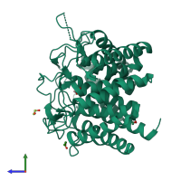 PDB entry 6f04 coloured by chain, side view.