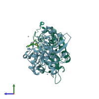 PDB entry 6f06 coloured by chain, side view.