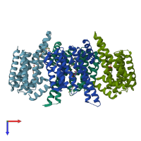 PDB entry 6f08 coloured by chain, top view.
