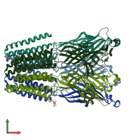PDB entry 6f0j coloured by chain, front view.