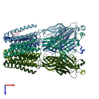PDB entry 6f0j coloured by chain, top view.