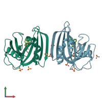 PDB entry 6f1x coloured by chain, front view.