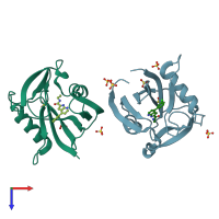 PDB entry 6f1x coloured by chain, top view.