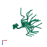 PDB entry 6f27 coloured by chain, ensemble of 20 models, top view.