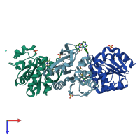PDB entry 6f2f coloured by chain, top view.