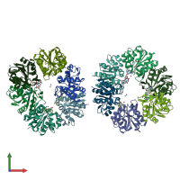 PDB entry 6f2h coloured by chain, front view.