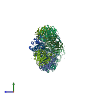 PDB entry 6f2h coloured by chain, side view.