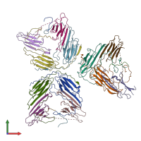 PDB entry 6f2r coloured by chain, front view.