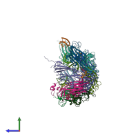 PDB entry 6f2s coloured by chain, side view.