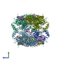 PDB entry 6f3t coloured by chain, side view.
