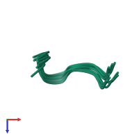 PDB entry 6f3x coloured by chain, ensemble of 10 models, top view.