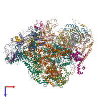 PDB entry 6f40 coloured by chain, top view.