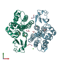 PDB entry 6f43 coloured by chain, front view.