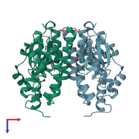 PDB entry 6f43 coloured by chain, top view.