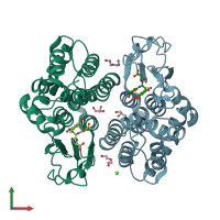 PDB entry 6f4f coloured by chain, front view.