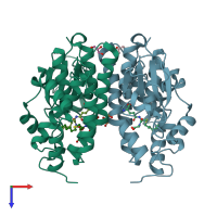 PDB entry 6f4k coloured by chain, top view.