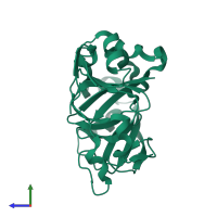 PDB entry 6f4m coloured by chain, side view.