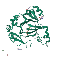 PDB entry 6f4q coloured by chain, front view.