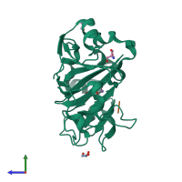 PDB entry 6f4q coloured by chain, side view.