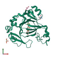 PDB entry 6f4t coloured by chain, front view.