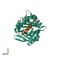 PDB entry 6f4u coloured by chain, side view.