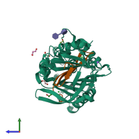 PDB entry 6f4v coloured by chain, side view.