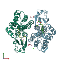 PDB entry 6f51 coloured by chain, front view.