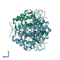 PDB entry 6f51 coloured by chain, side view.
