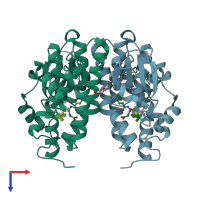 PDB entry 6f51 coloured by chain, top view.