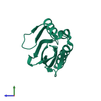 PDB entry 6f53 coloured by chain, side view.