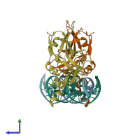 PDB entry 6f59 coloured by chain, side view.