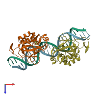 PDB entry 6f59 coloured by chain, top view.