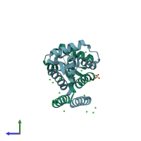 PDB entry 6f5c coloured by chain, side view.