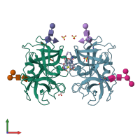 PDB entry 6f5m coloured by chain, front view.