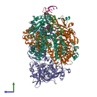 PDB entry 6f5o coloured by chain, side view.