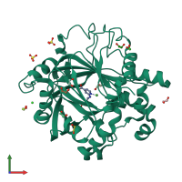 PDB entry 6f5r coloured by chain, front view.