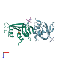 PDB entry 6f60 coloured by chain, top view.