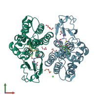 PDB entry 6f66 coloured by chain, front view.