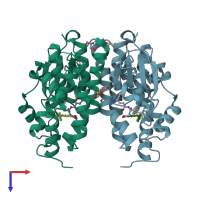 PDB entry 6f66 coloured by chain, top view.