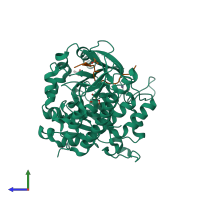 PDB entry 6f6d coloured by chain, side view.