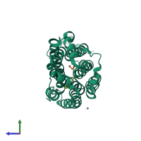 PDB entry 6f6f coloured by chain, side view.