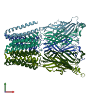 PDB entry 6f7a coloured by chain, front view.